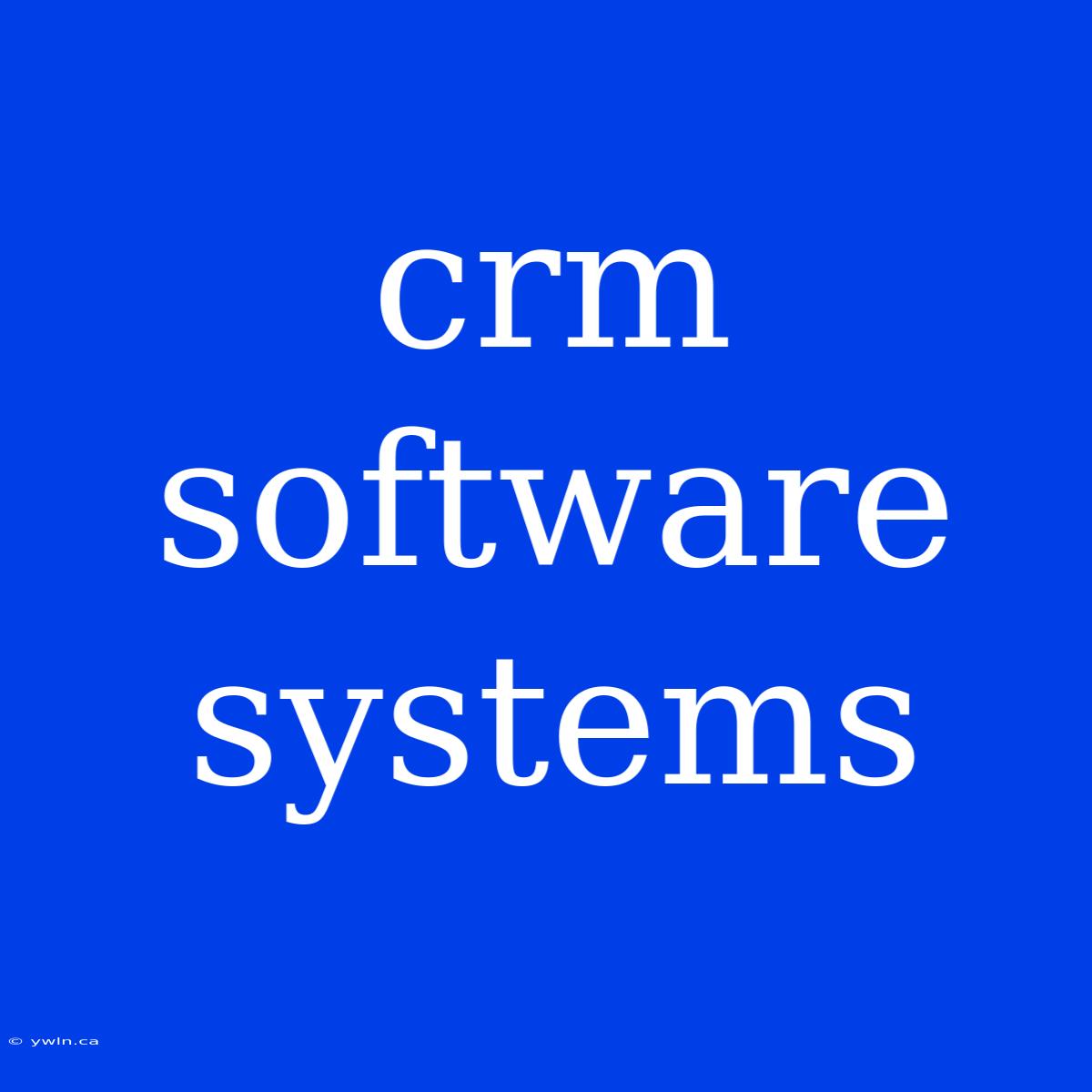 Crm Software Systems