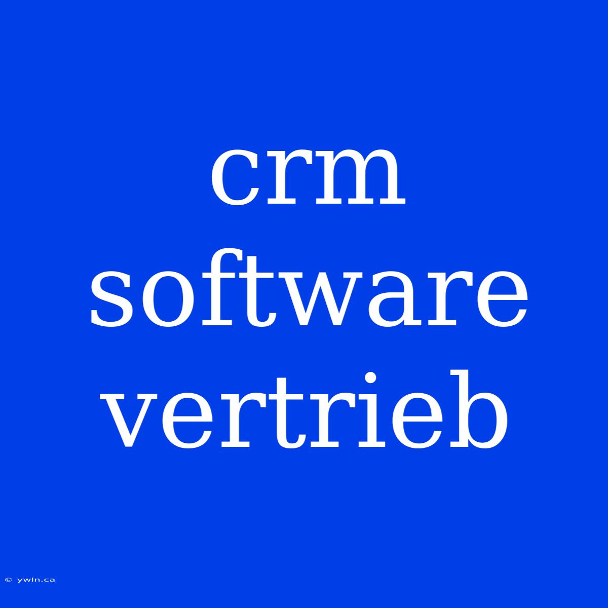 Crm Software Vertrieb