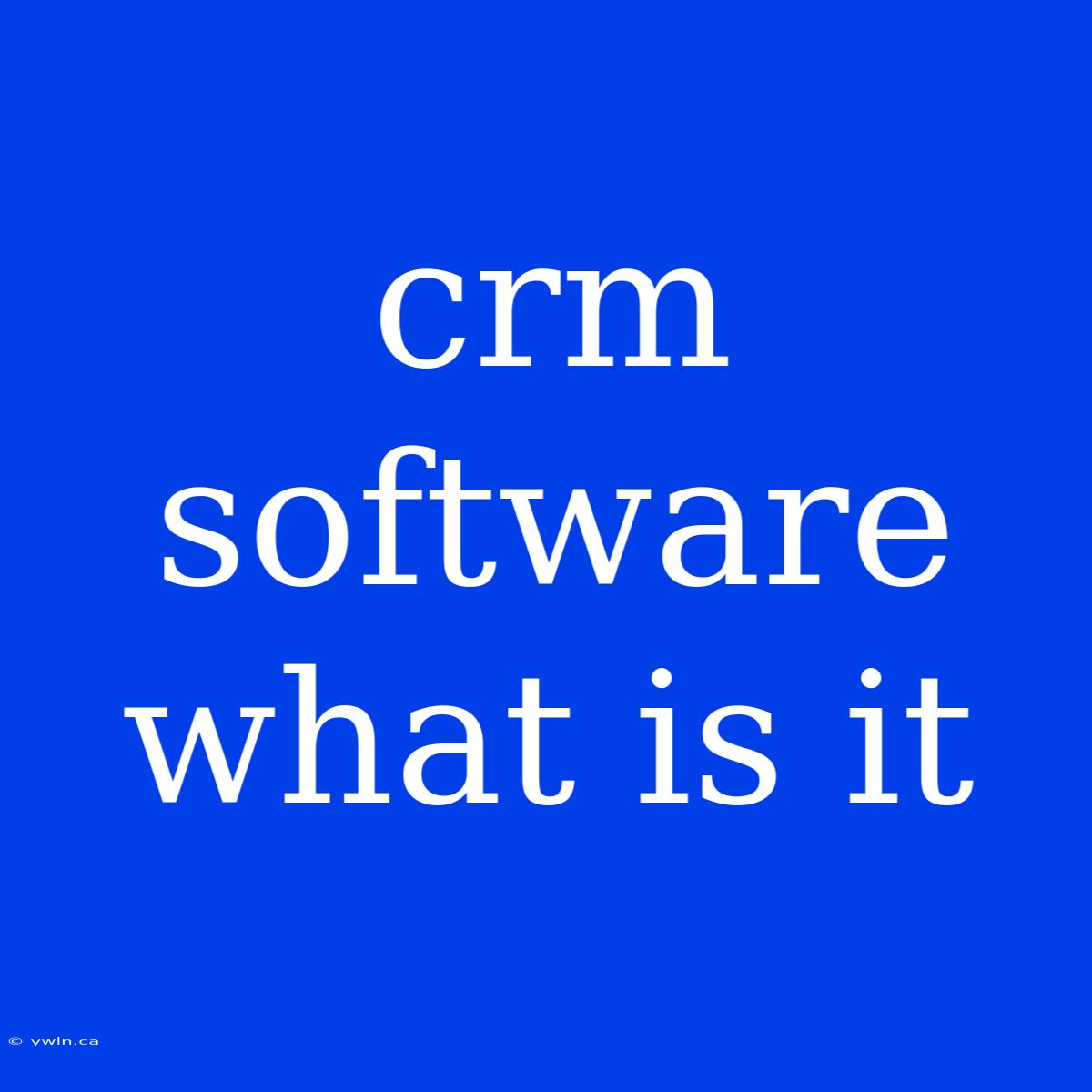 Crm Software What Is It