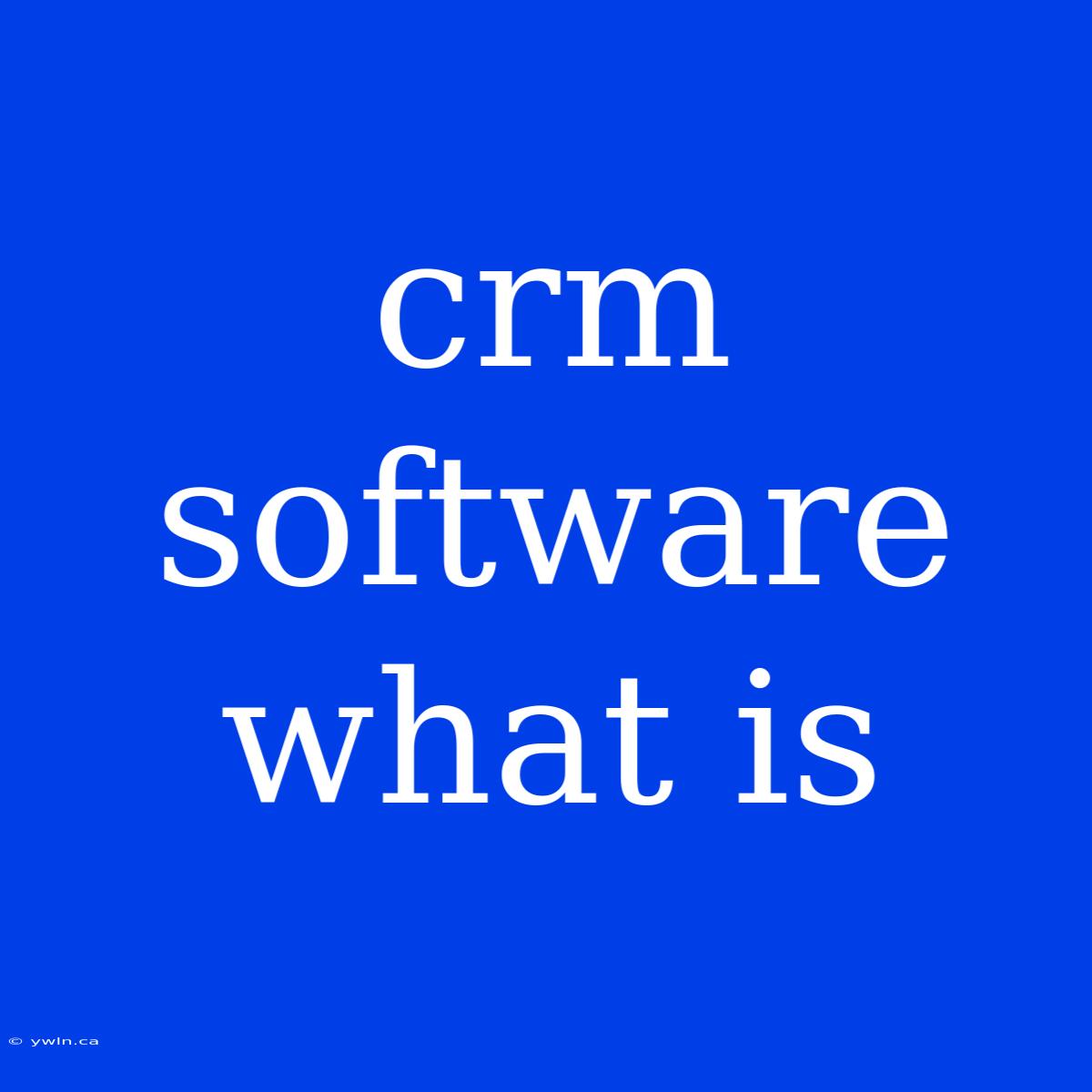 Crm Software What Is