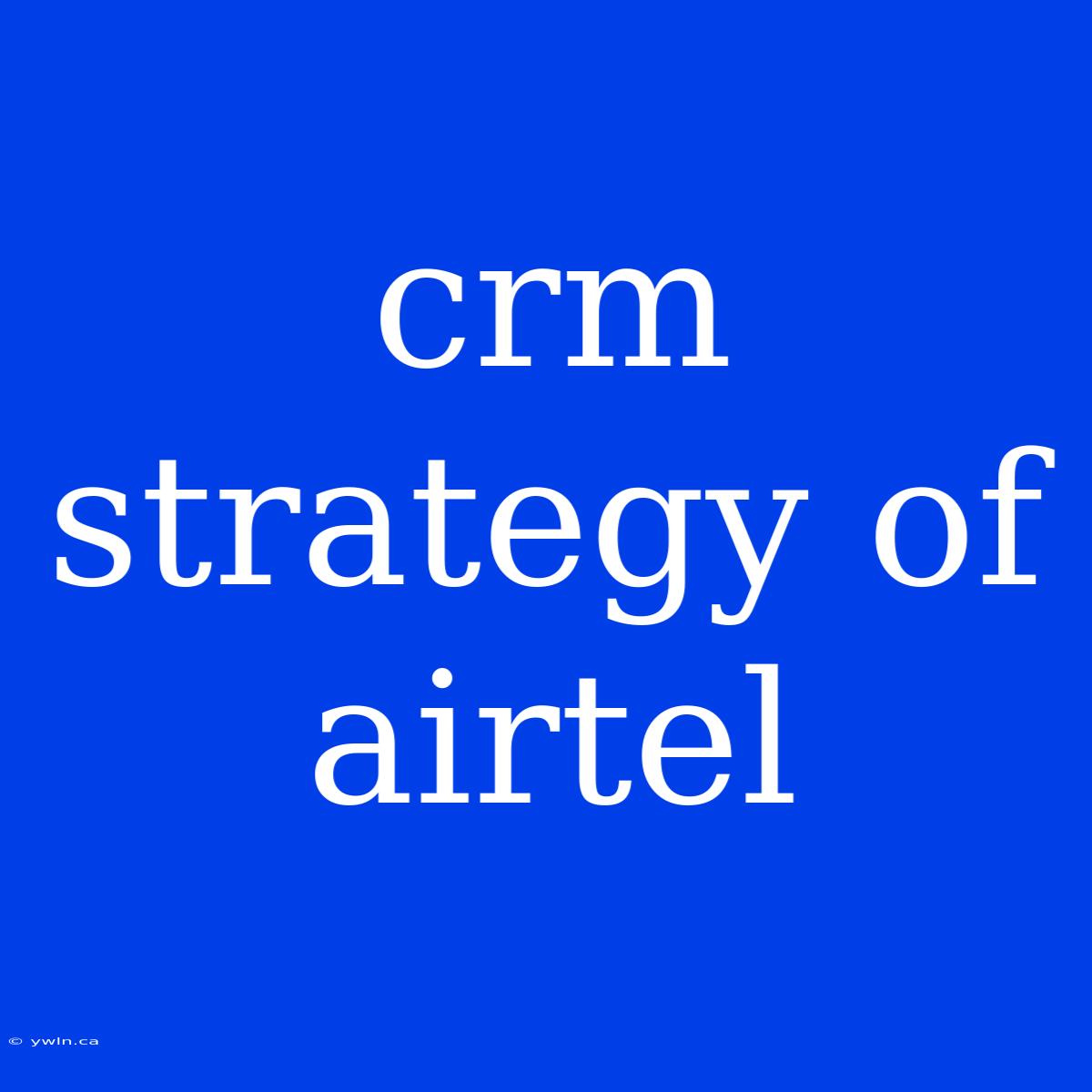 Crm Strategy Of Airtel