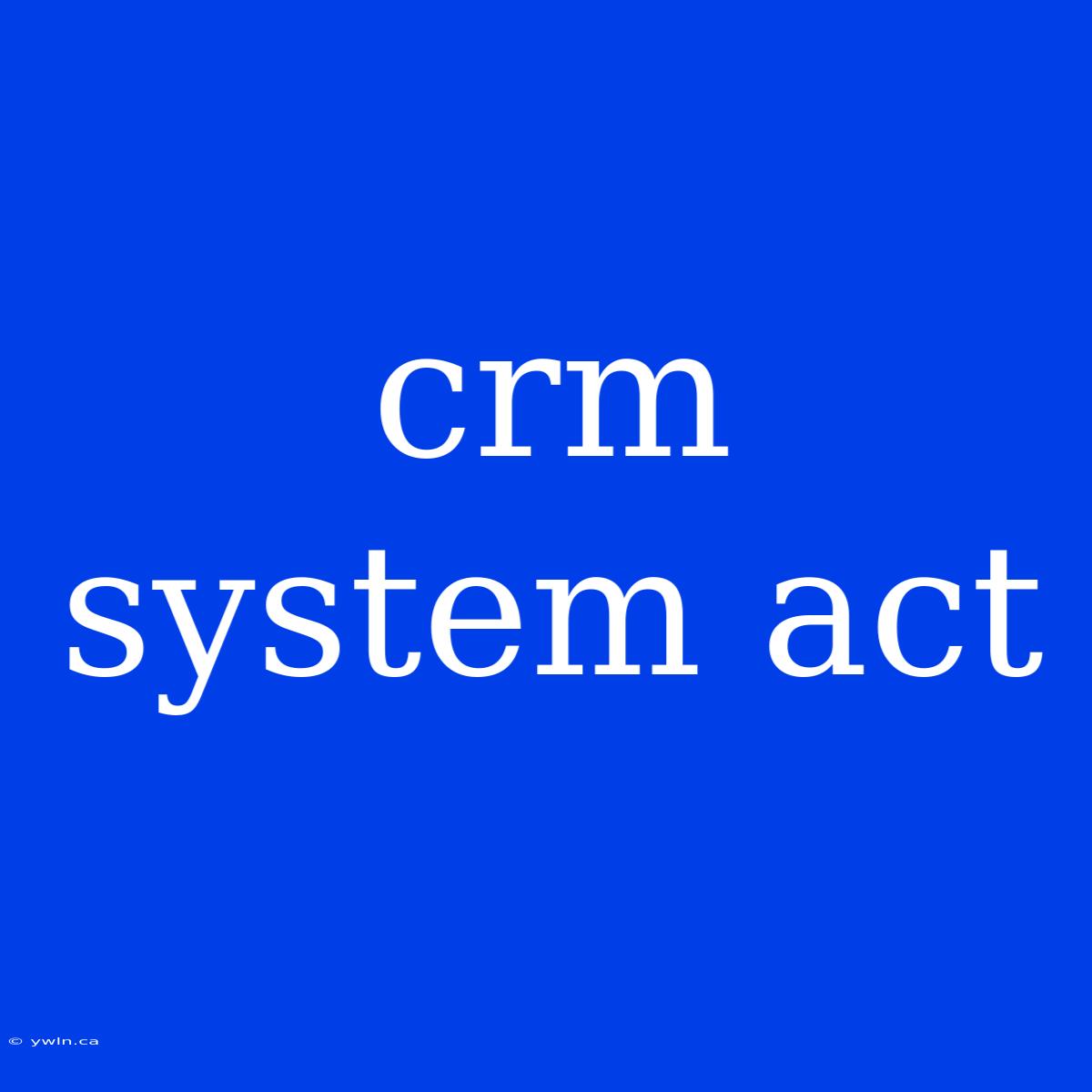 Crm System Act