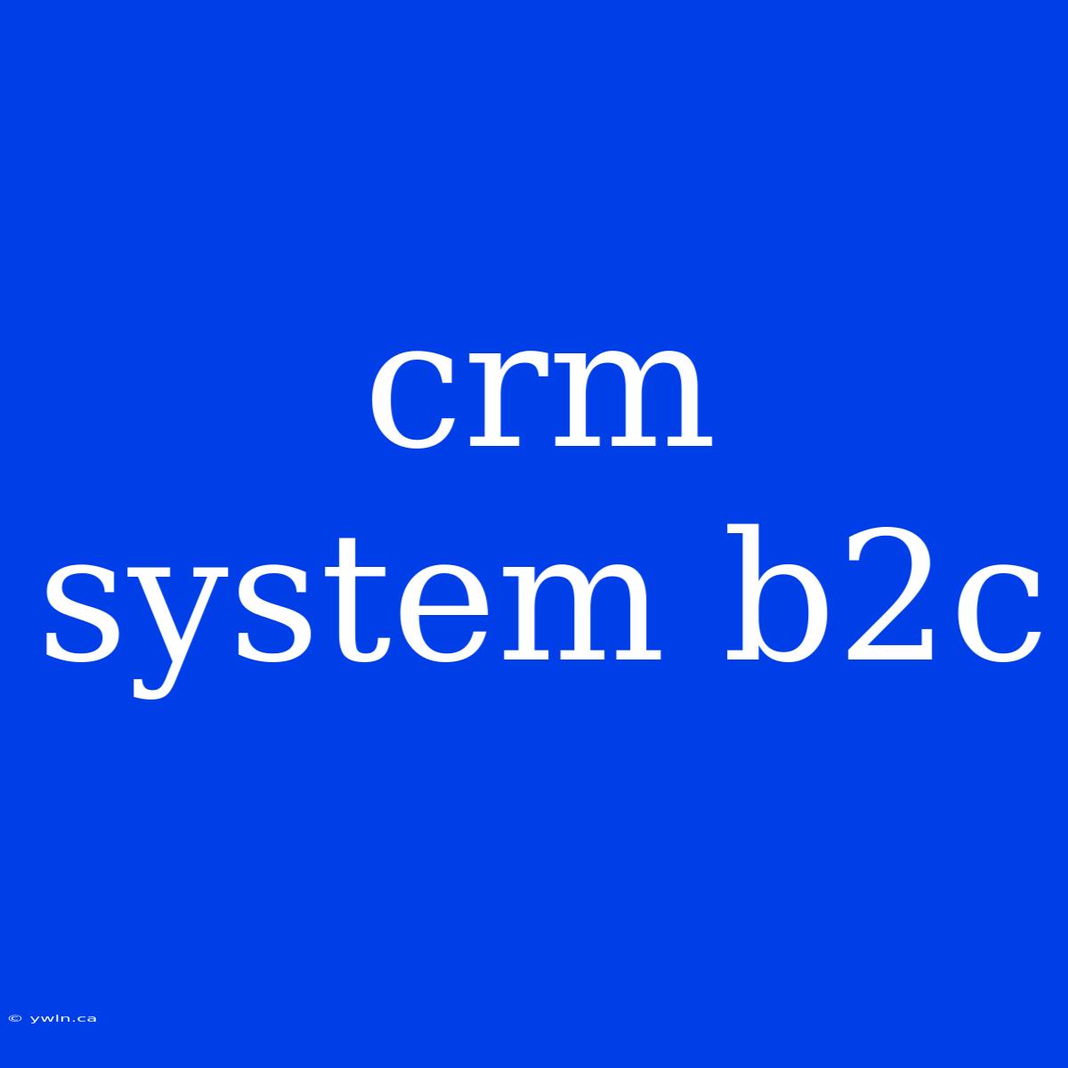 Crm System B2c