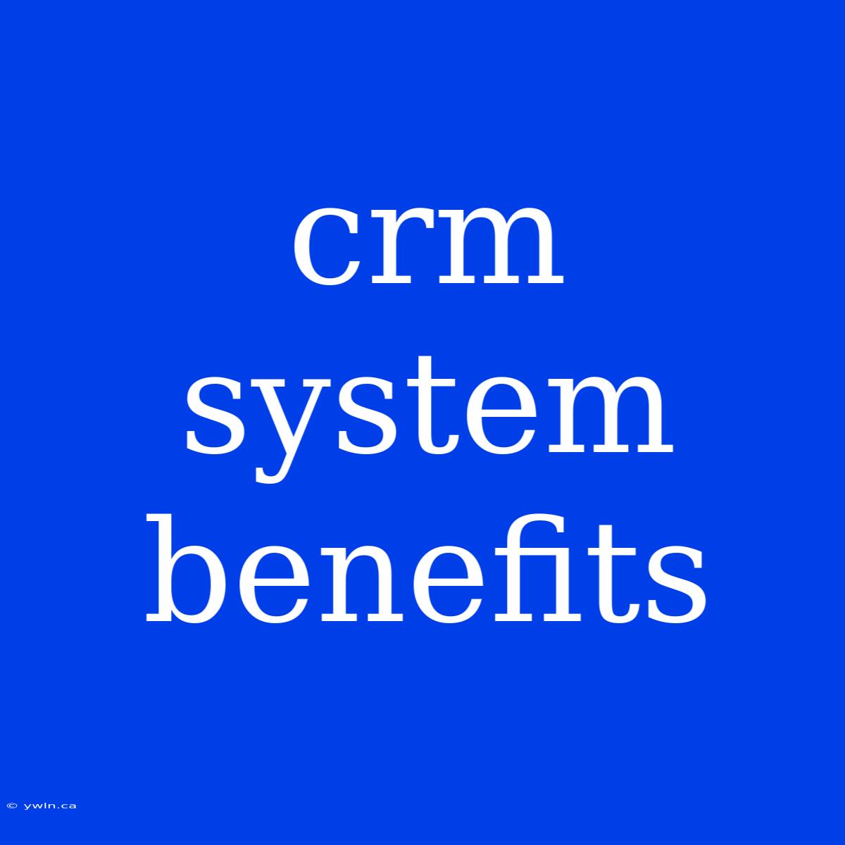 Crm System Benefits