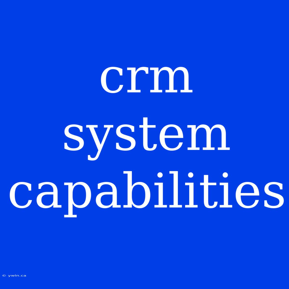 Crm System Capabilities