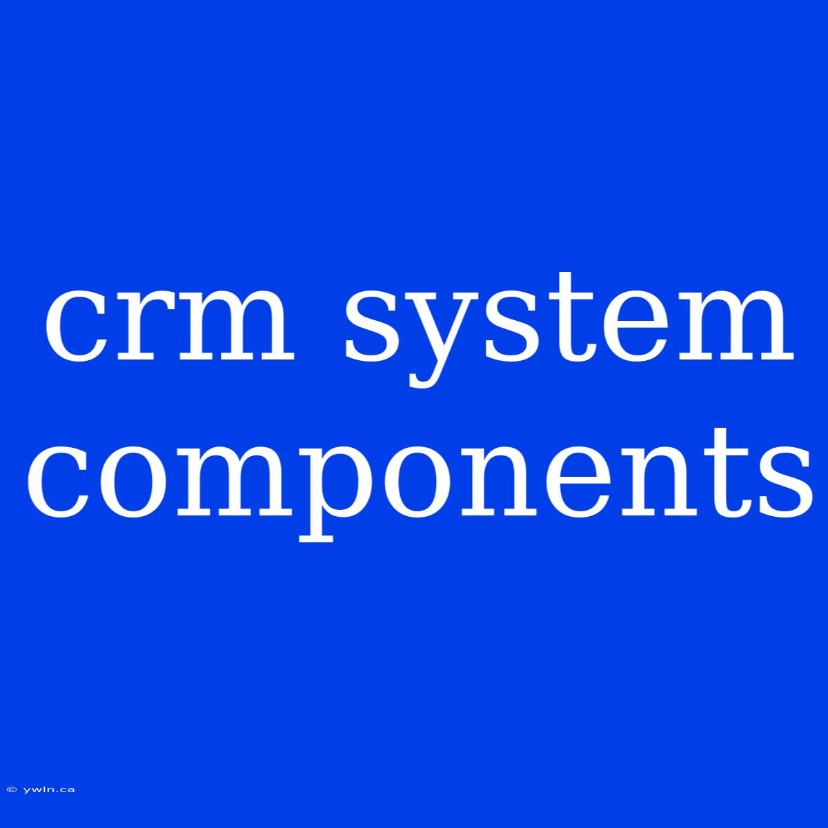 Crm System Components