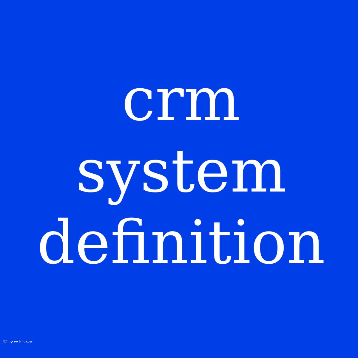 Crm System Definition