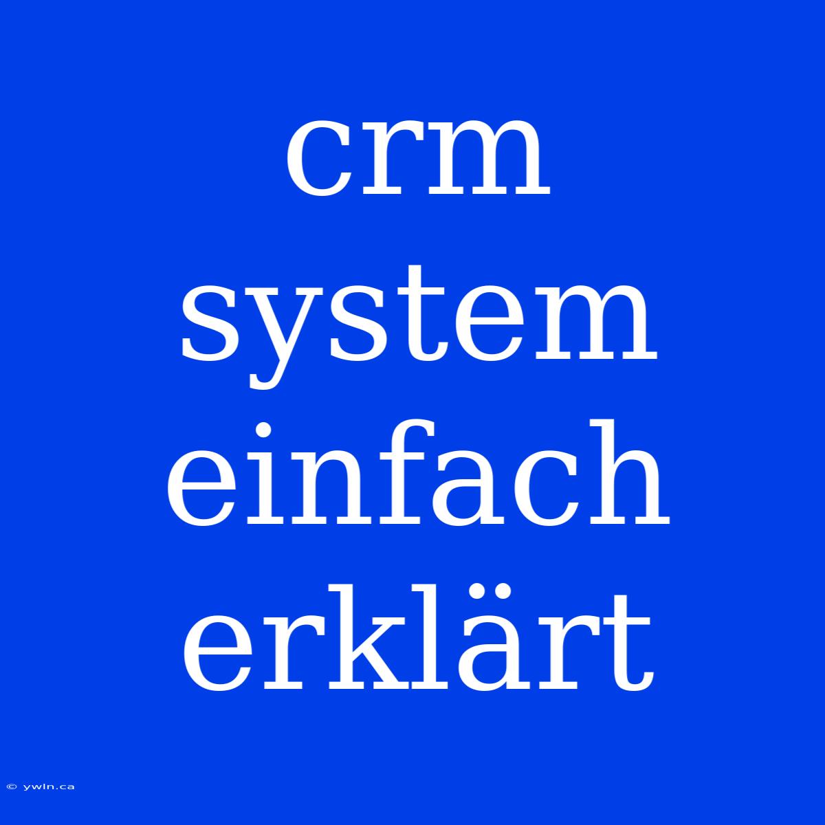 Crm System Einfach Erklärt