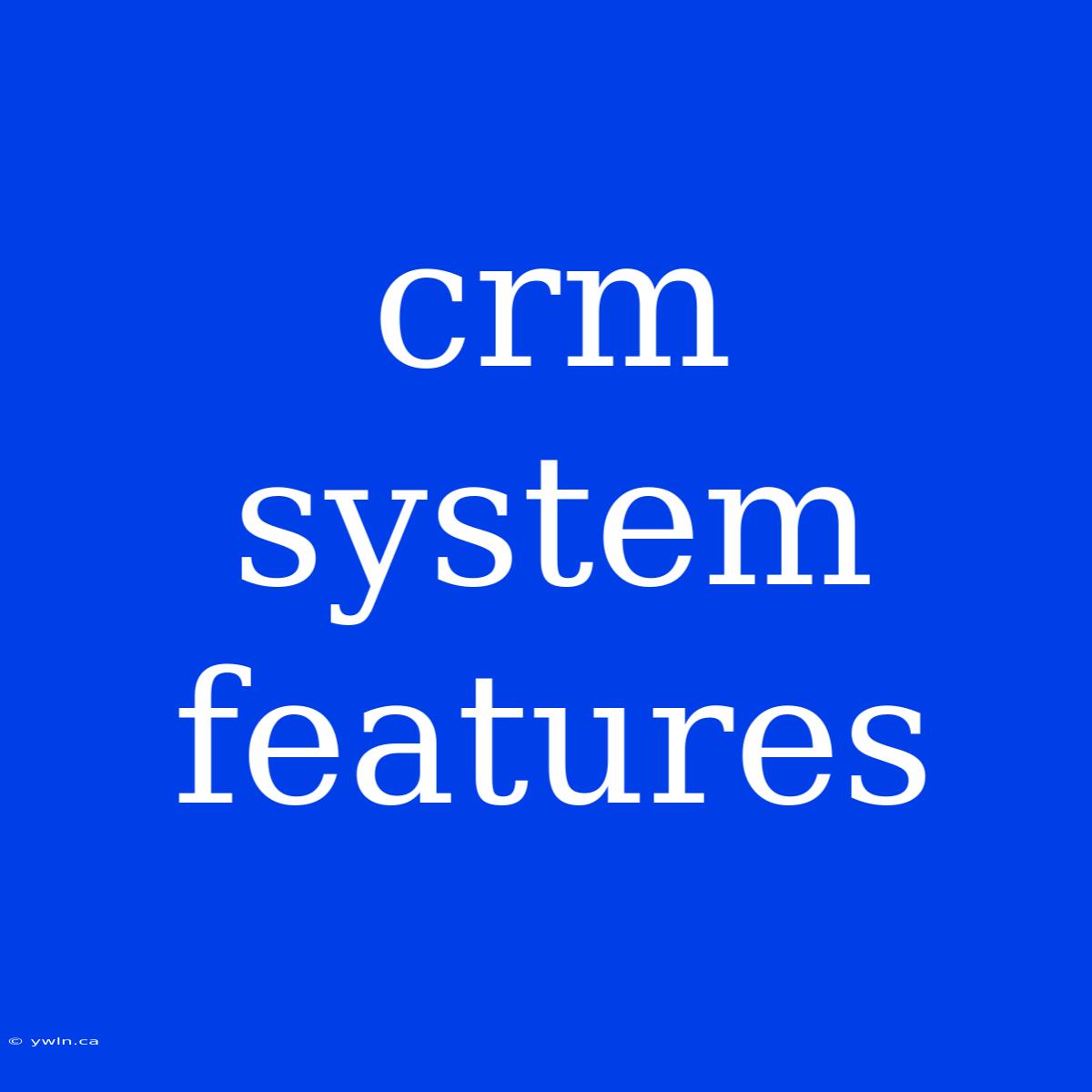 Crm System Features