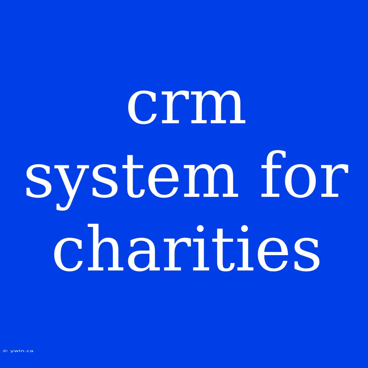 Crm System For Charities