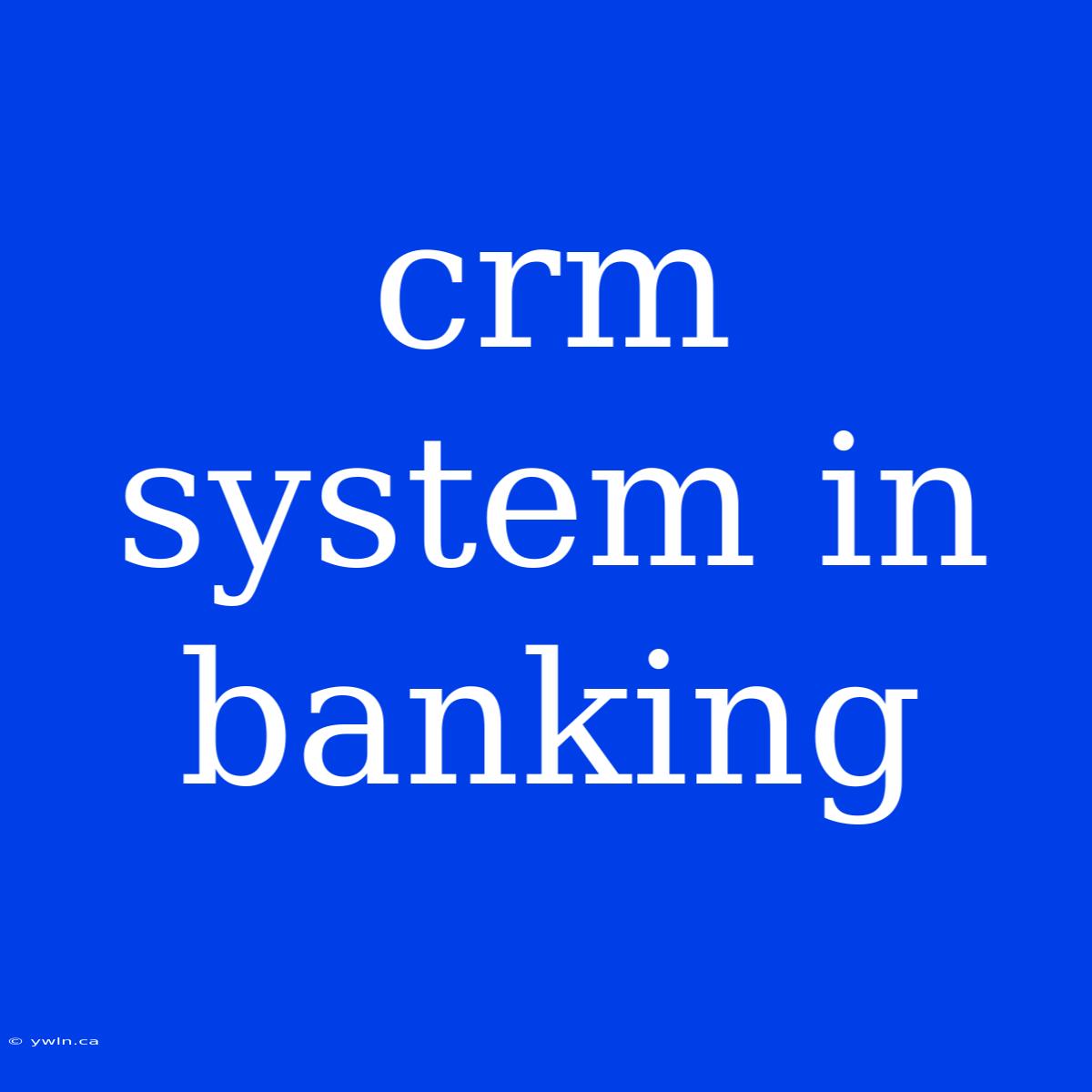 Crm System In Banking