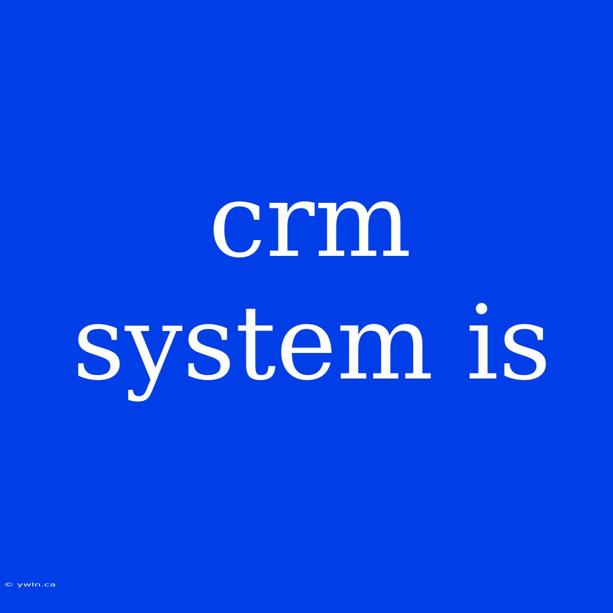 Crm System Is