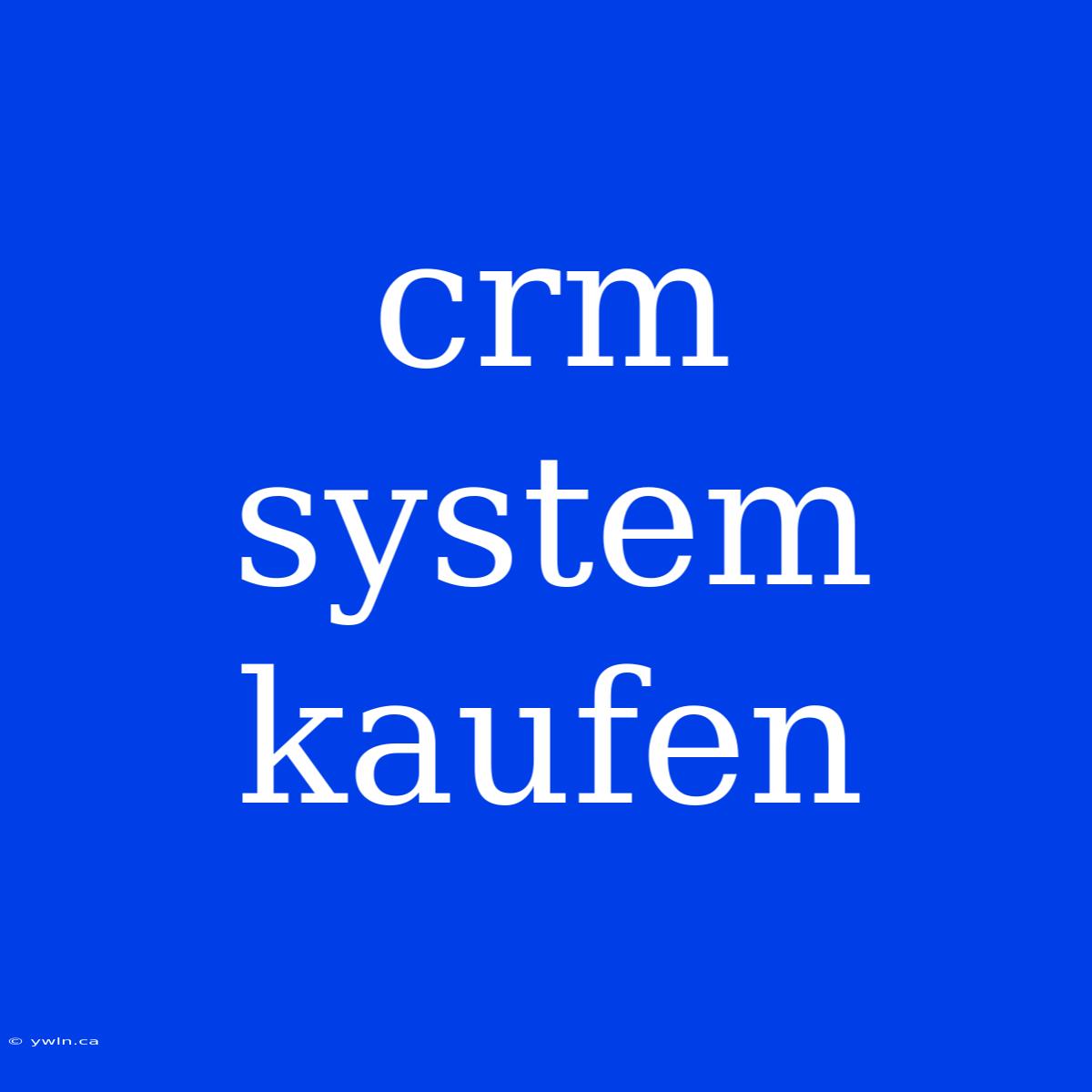 Crm System Kaufen