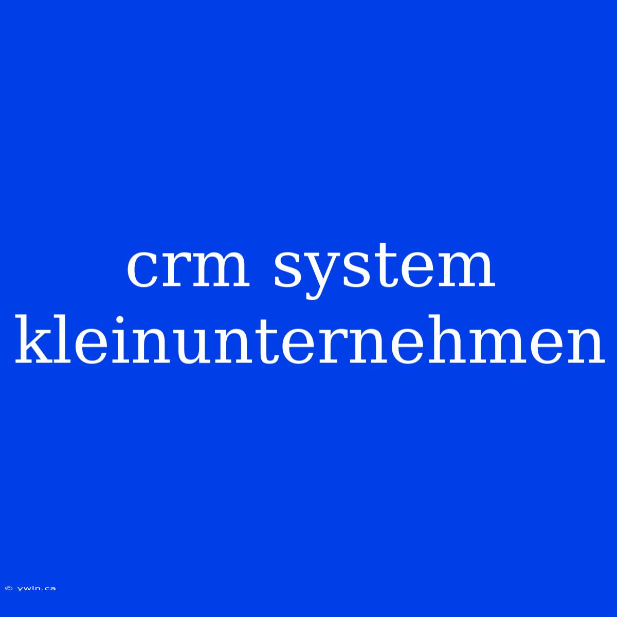 Crm System Kleinunternehmen