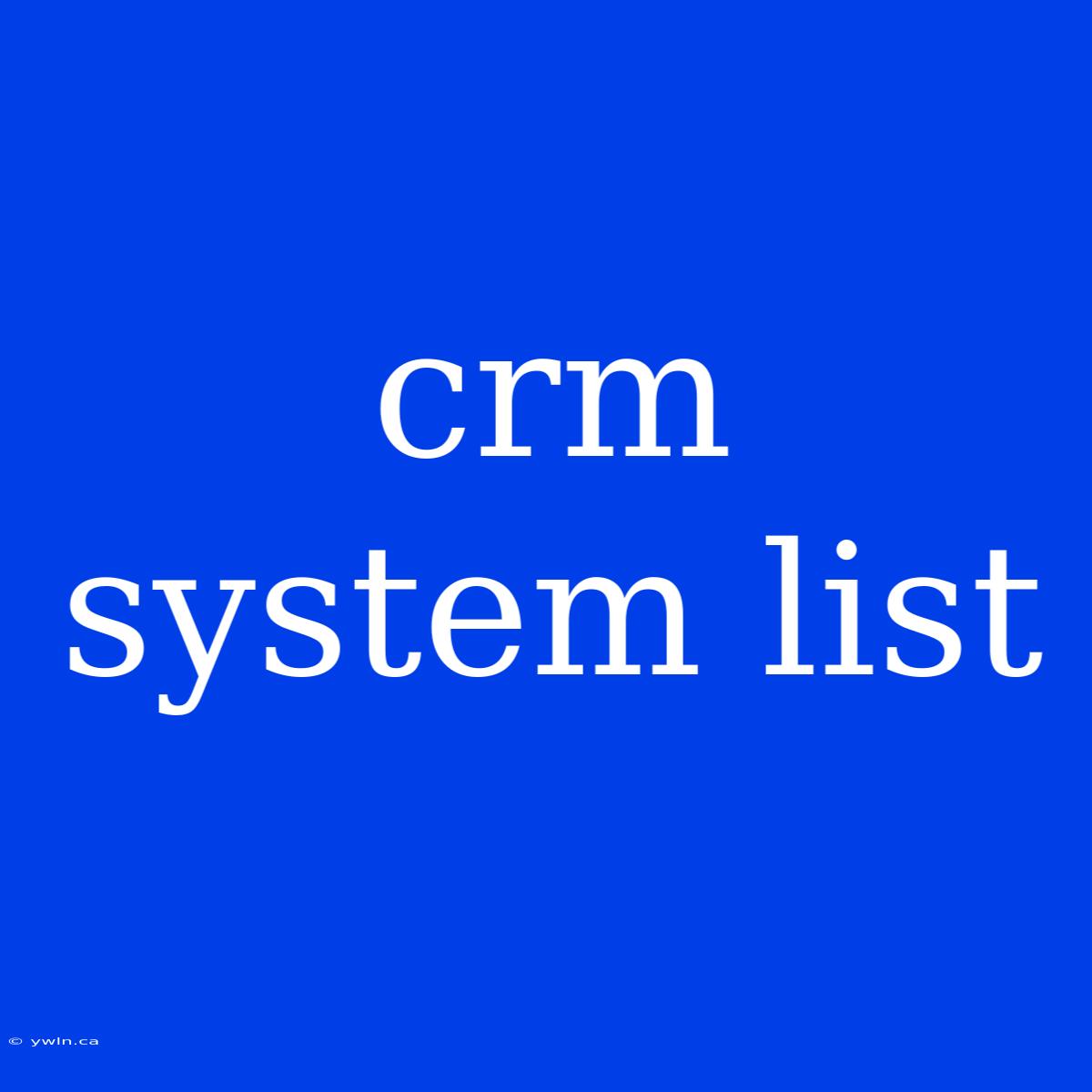 Crm System List