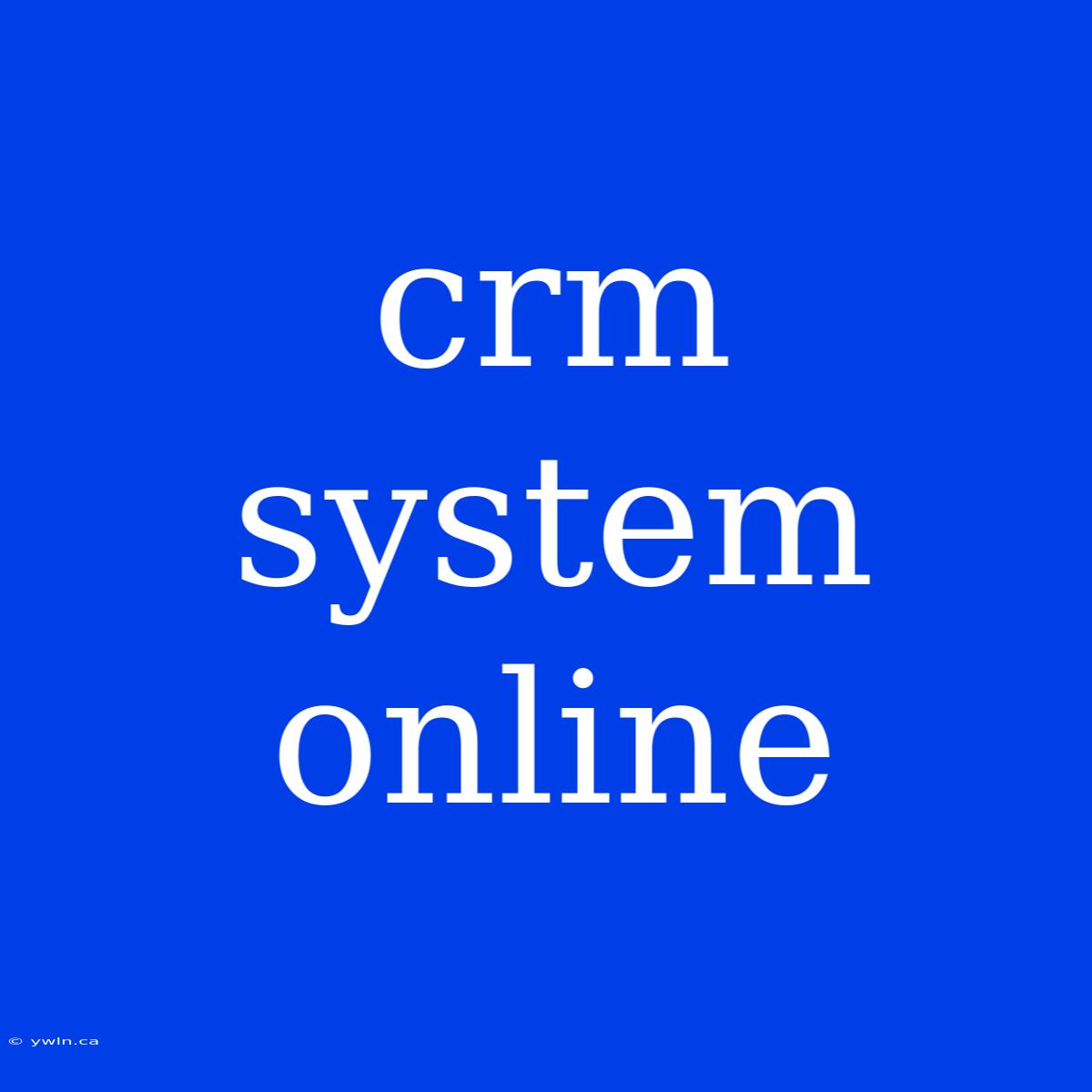 Crm System Online