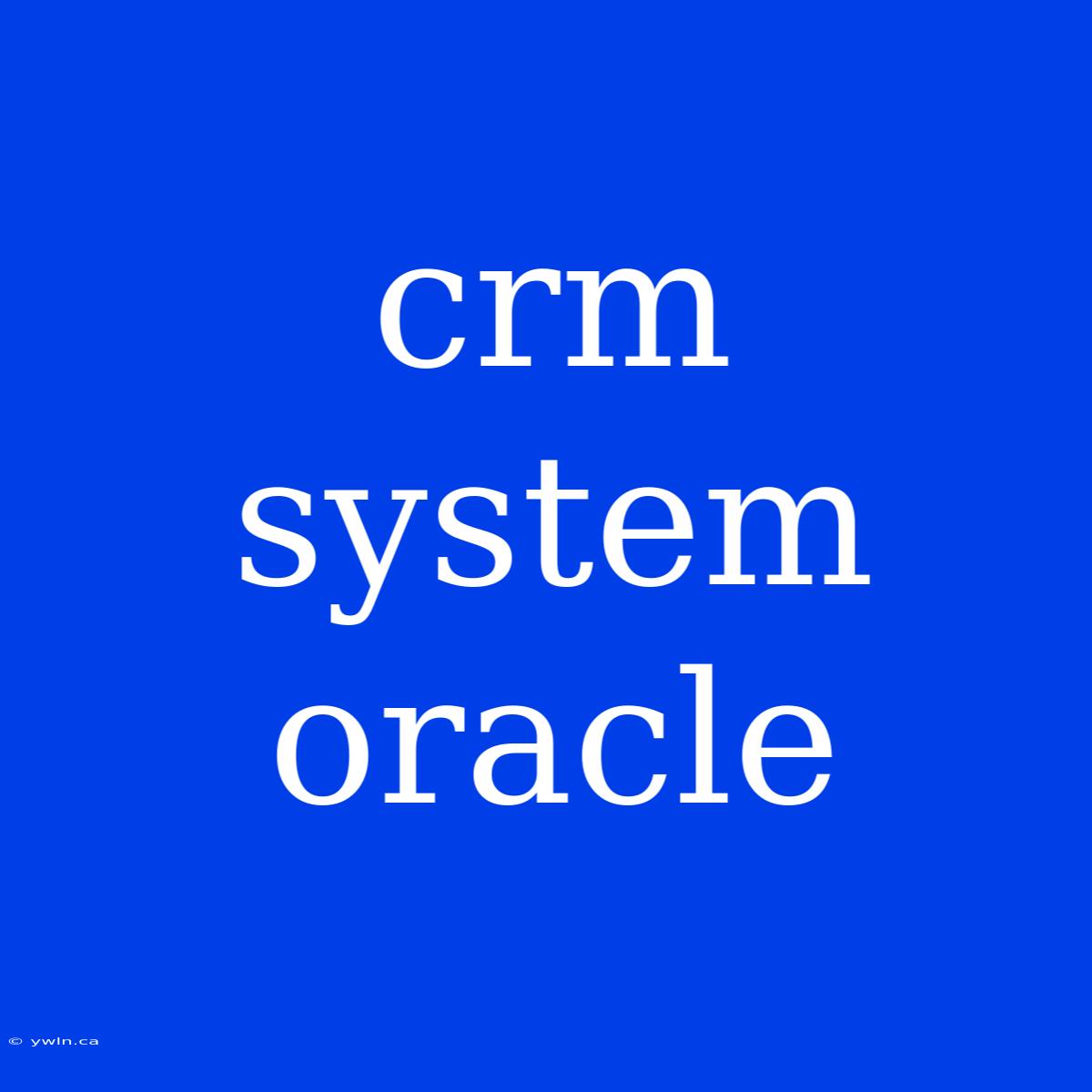 Crm System Oracle