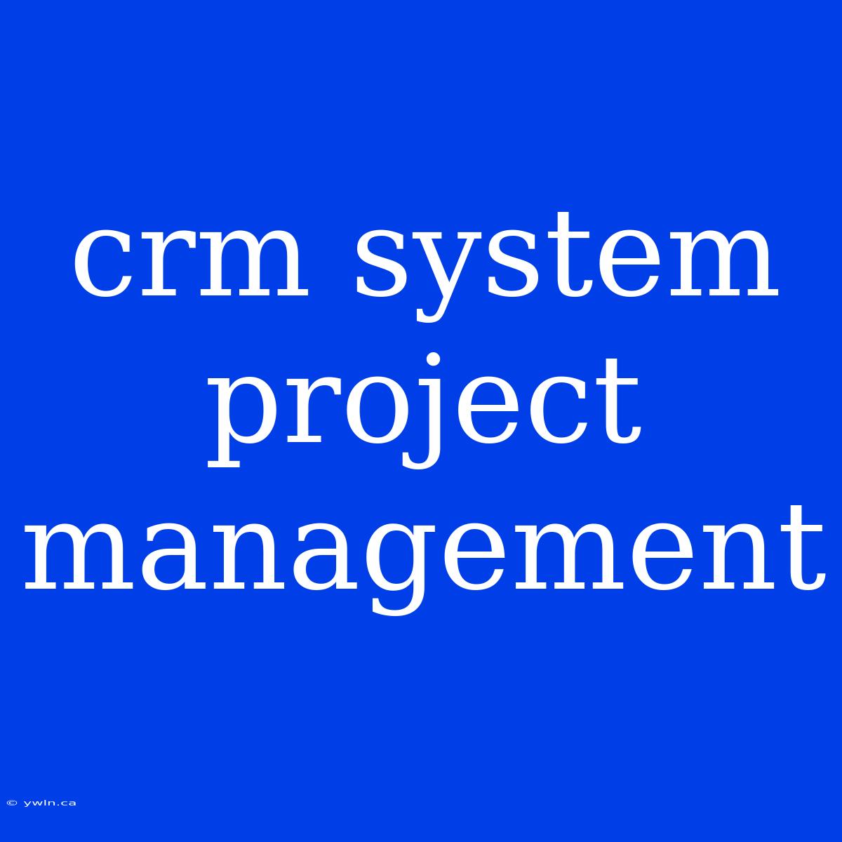 Crm System Project Management