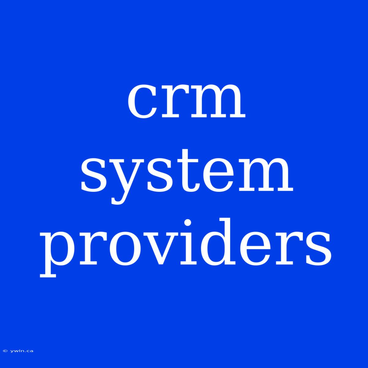 Crm System Providers