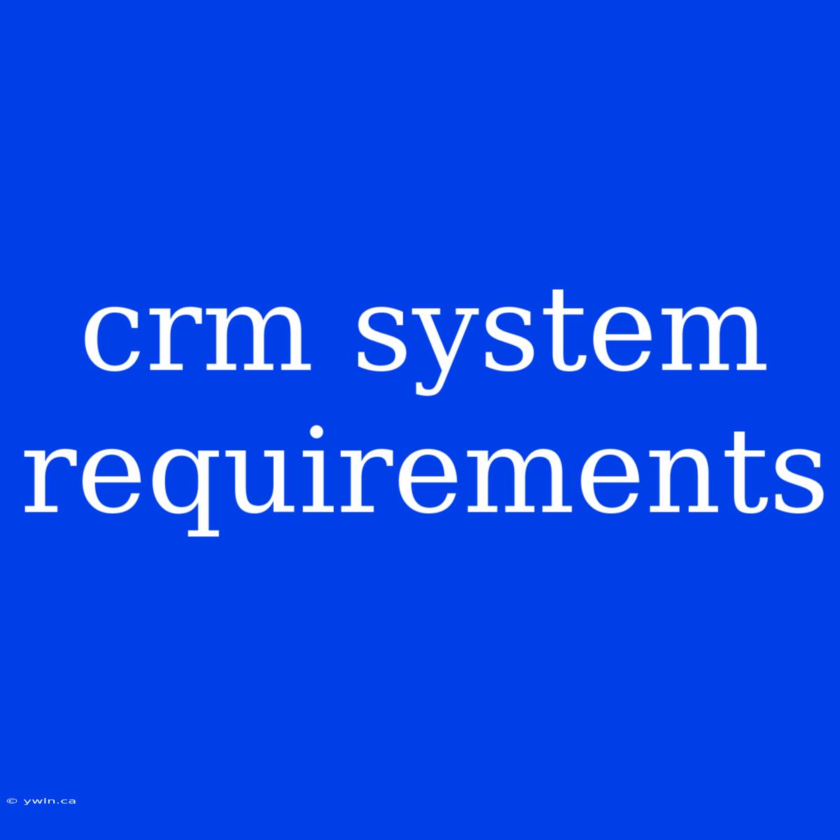 Crm System Requirements