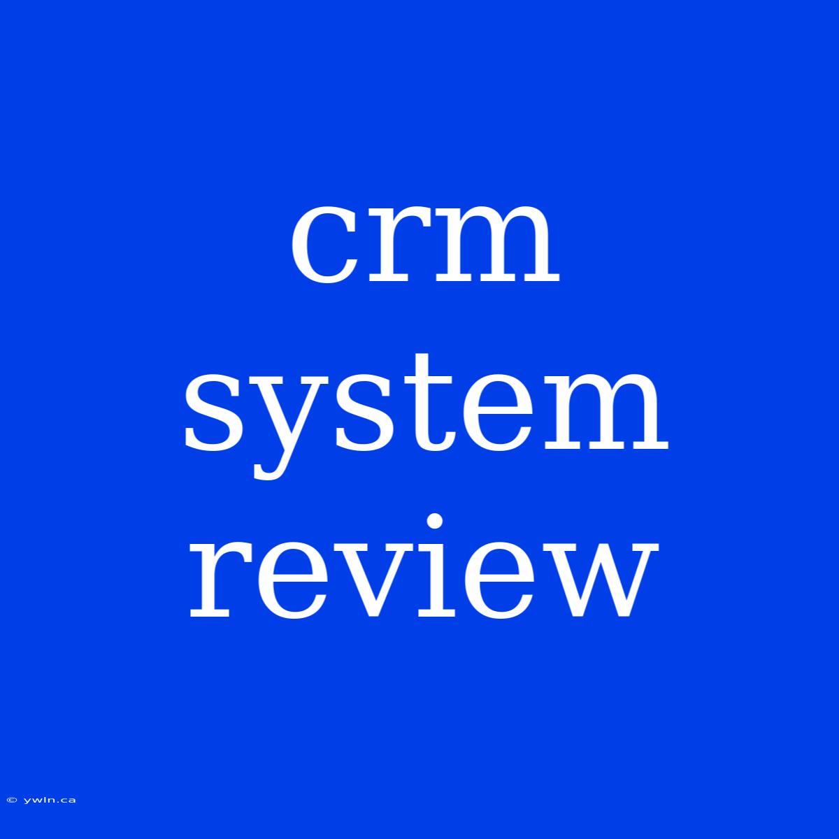 Crm System Review