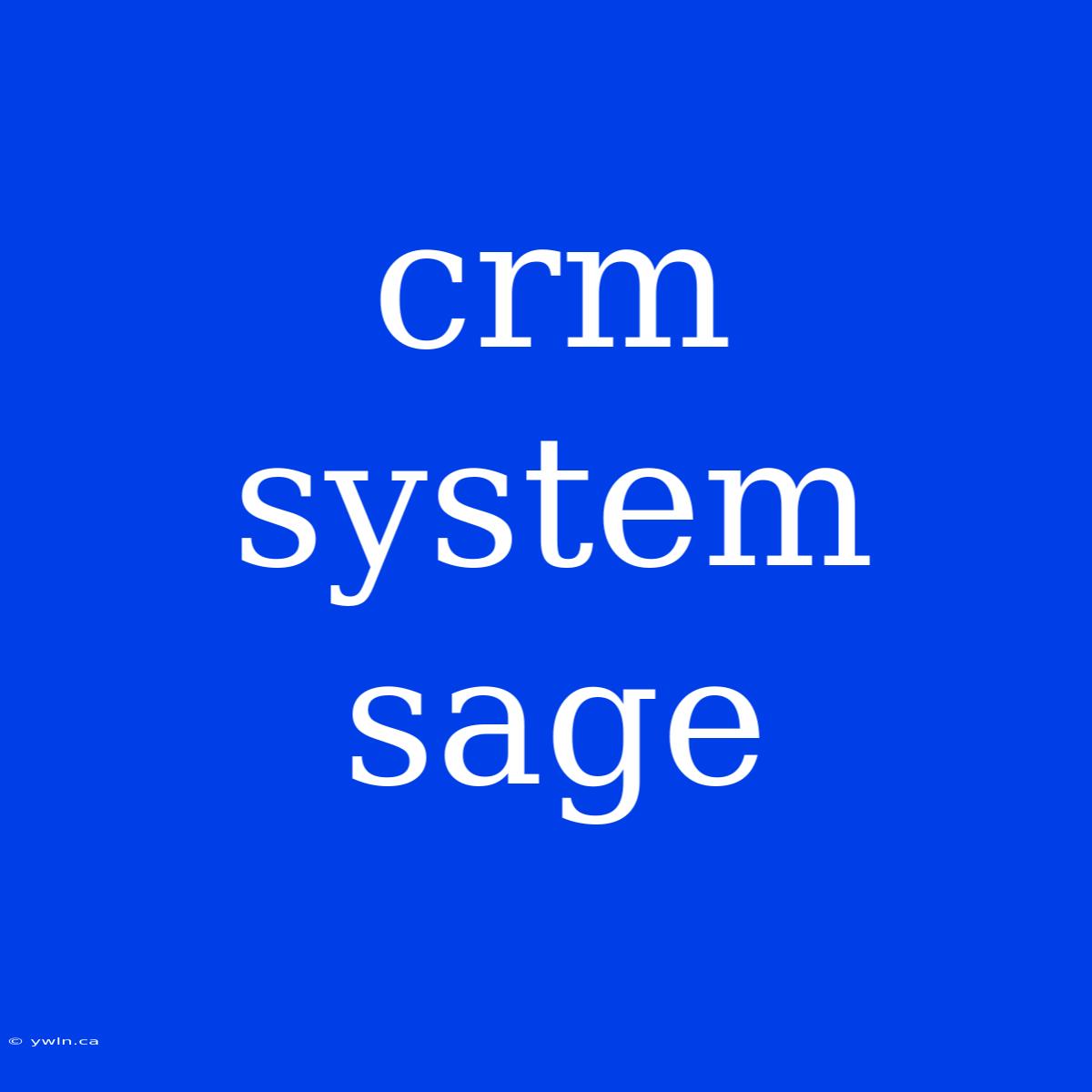 Crm System Sage