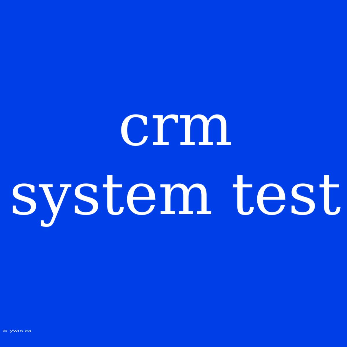 Crm System Test