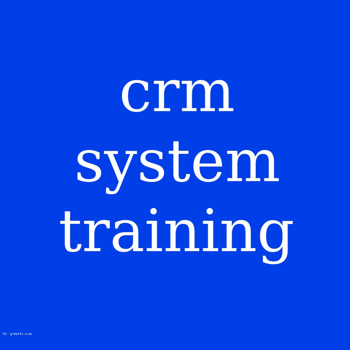 Crm System Training