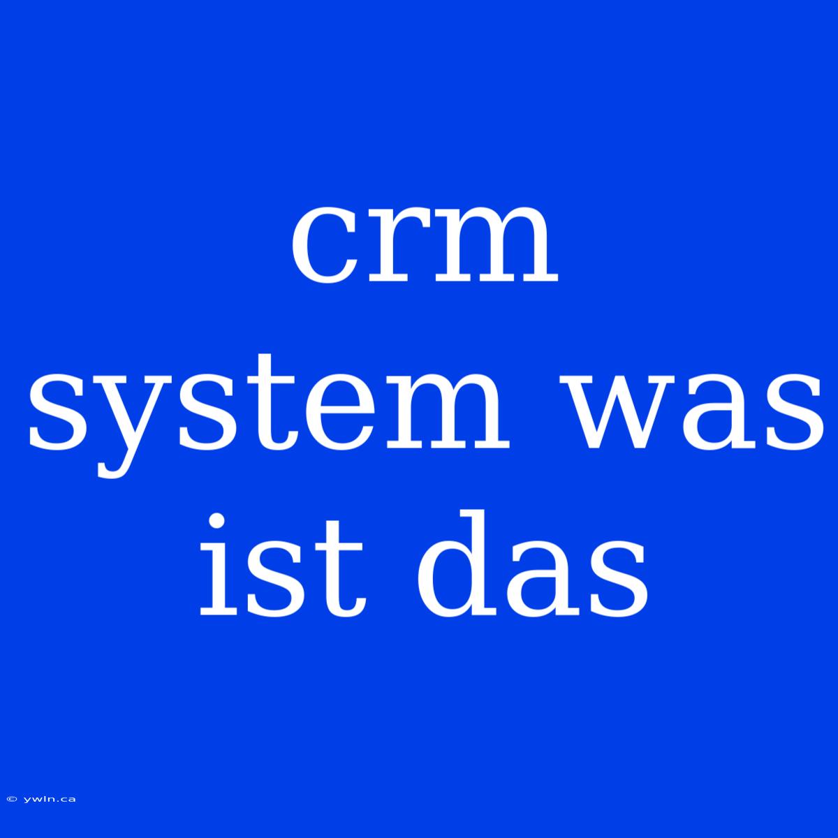 Crm System Was Ist Das