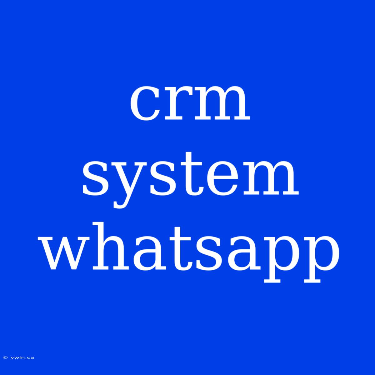 Crm System Whatsapp