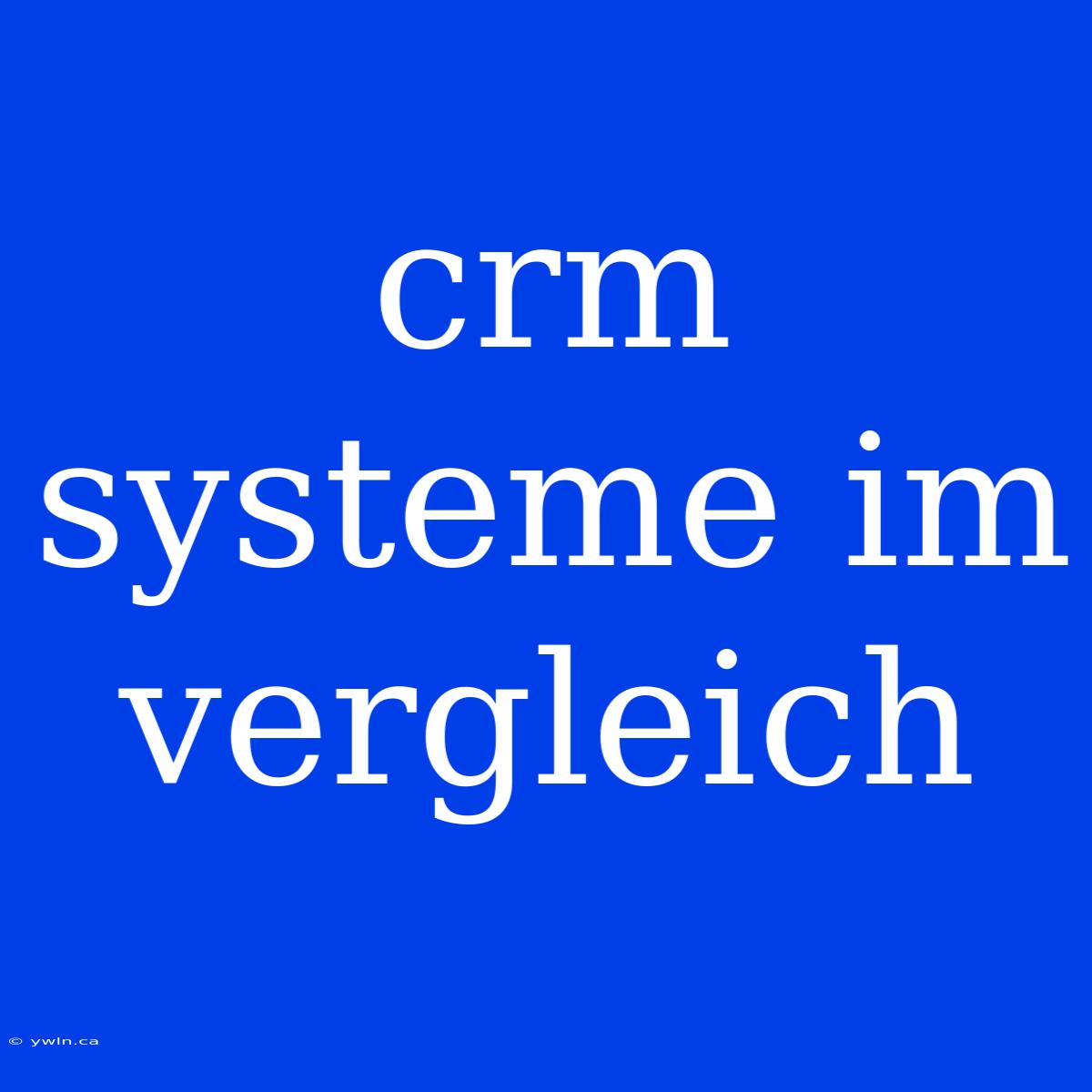 Crm Systeme Im Vergleich