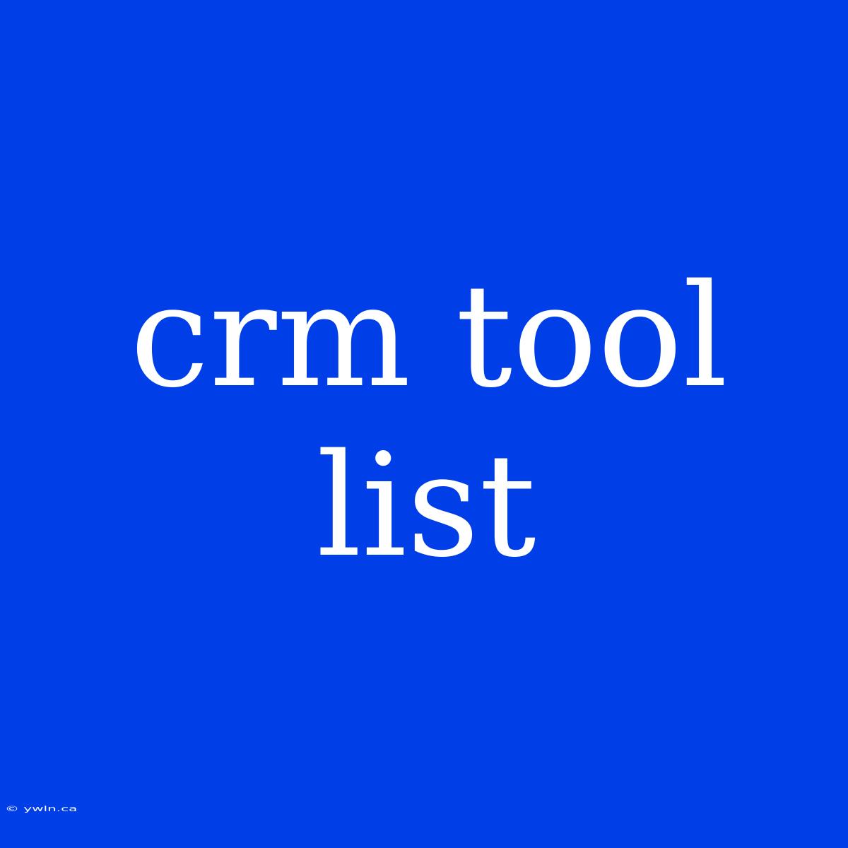 Crm Tool List