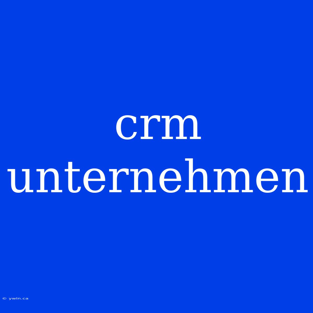 Crm Unternehmen