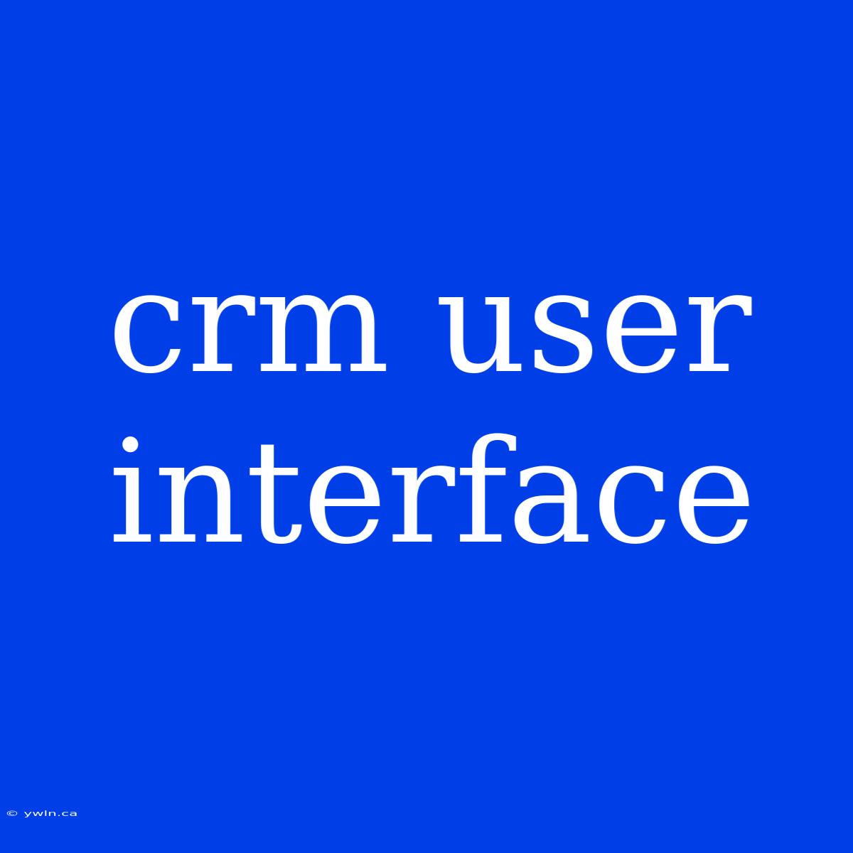 Crm User Interface