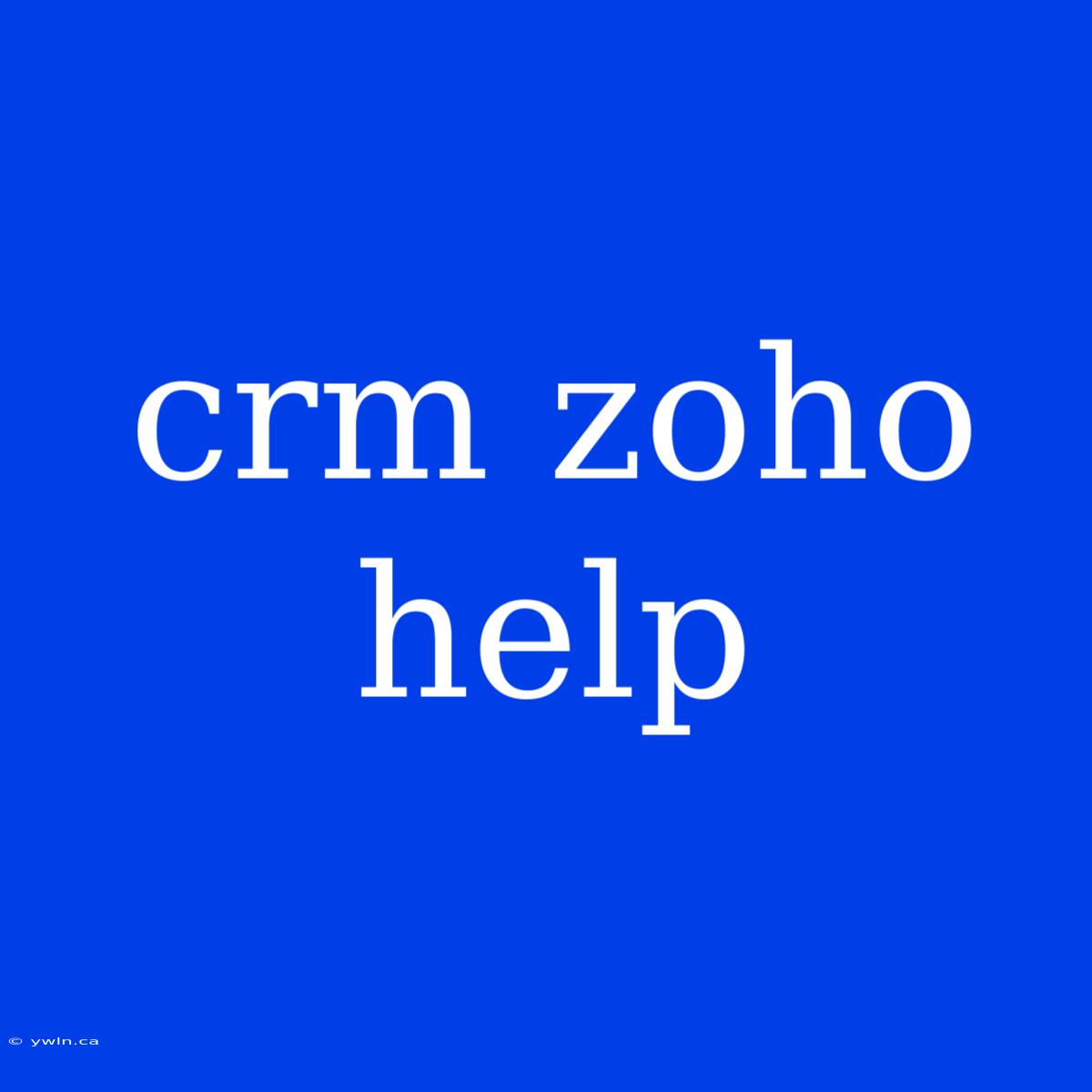 Crm Zoho Help