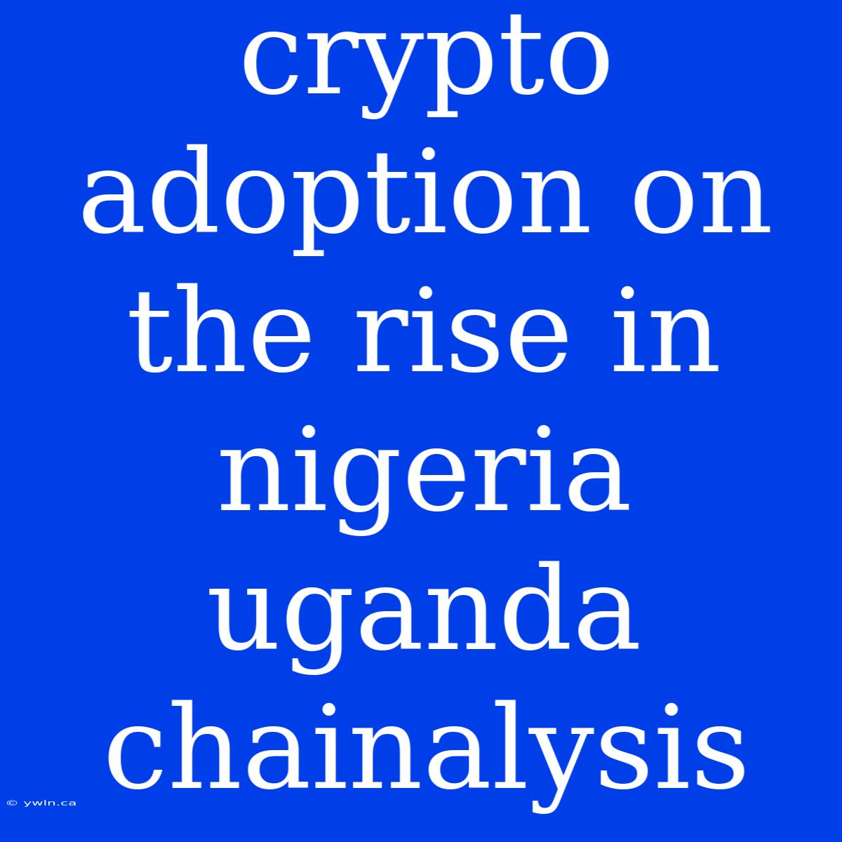 Crypto Adoption On The Rise In Nigeria Uganda Chainalysis