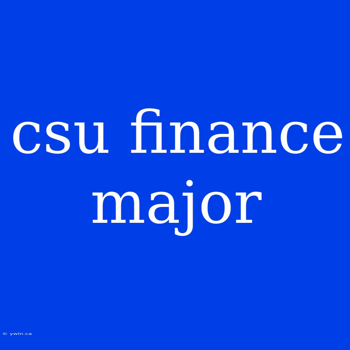 Csu Finance Major