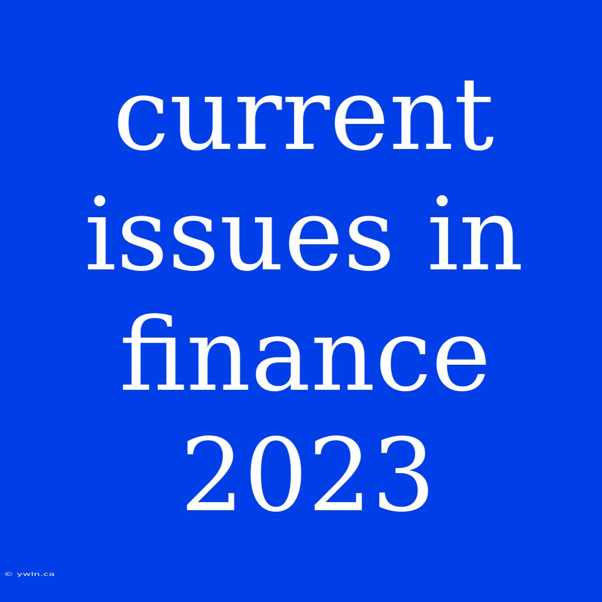 Current Issues In Finance 2023