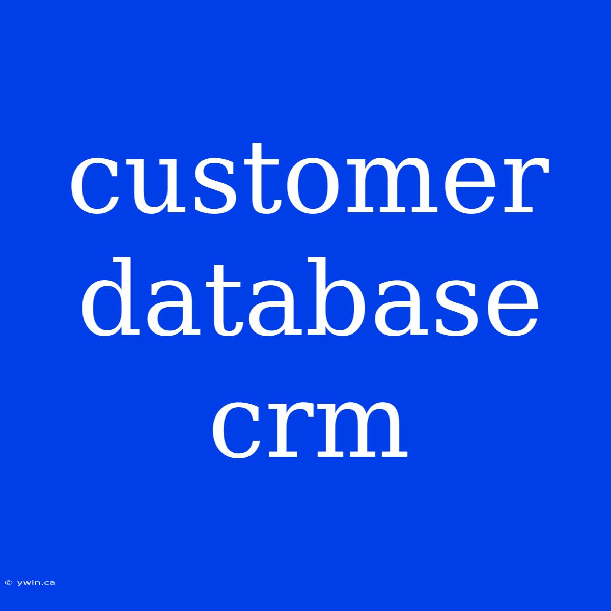 Customer Database Crm