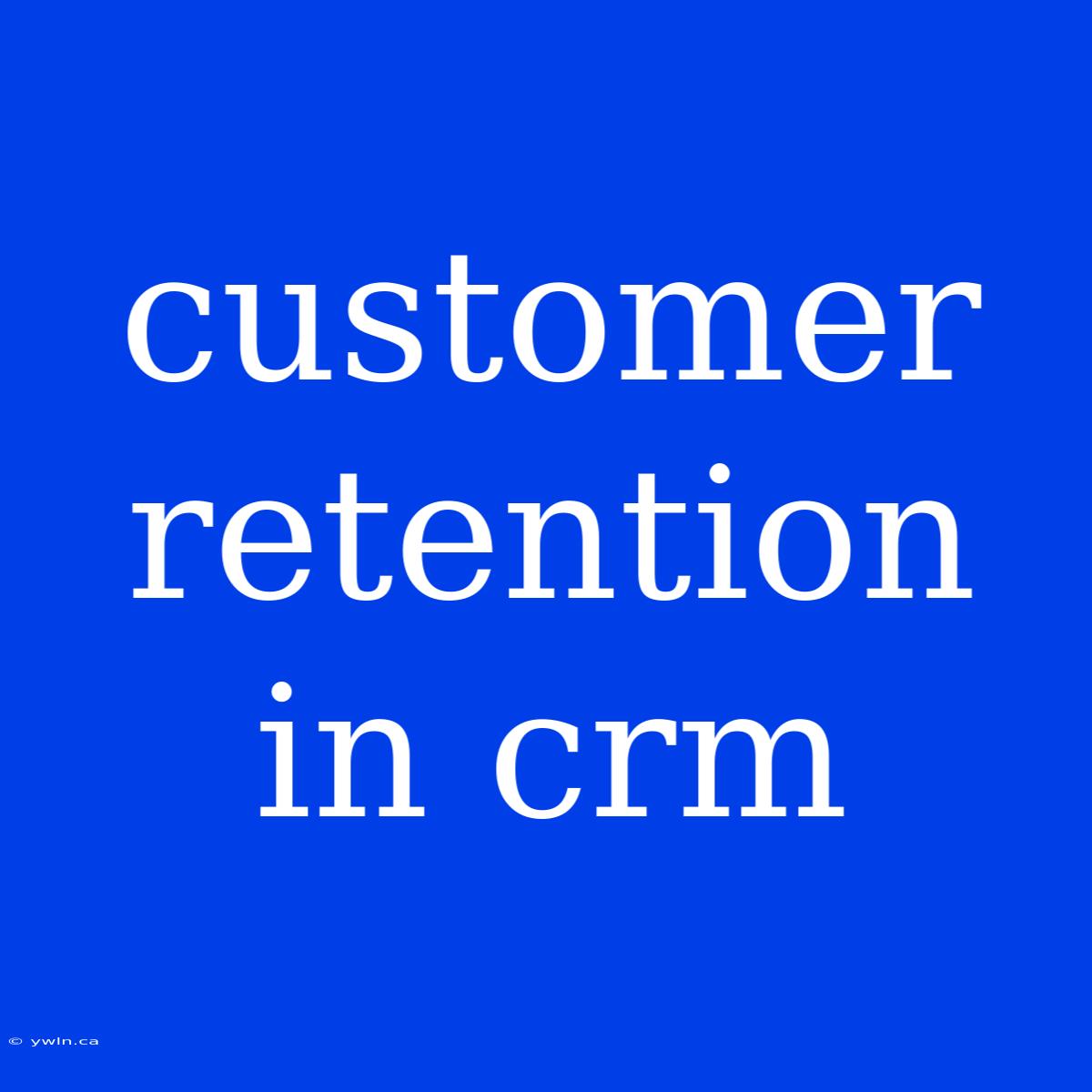 Customer Retention In Crm