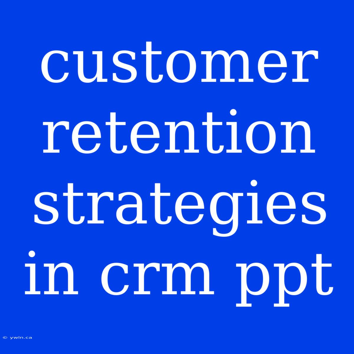 Customer Retention Strategies In Crm Ppt