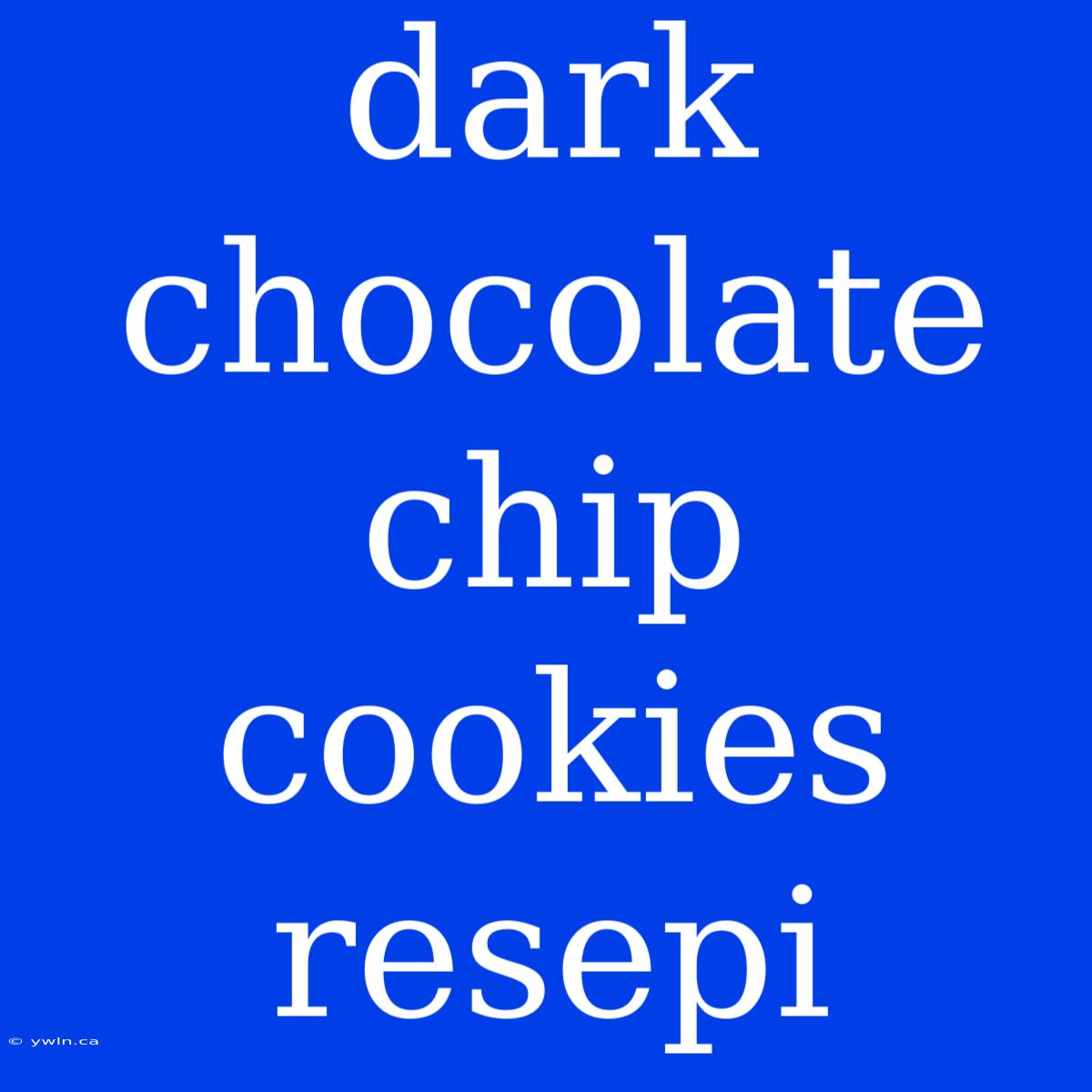 Dark Chocolate Chip Cookies Resepi