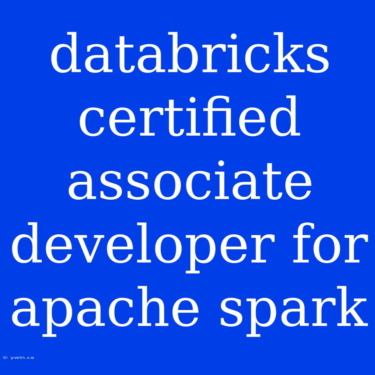 Databricks Certified Associate Developer For Apache Spark