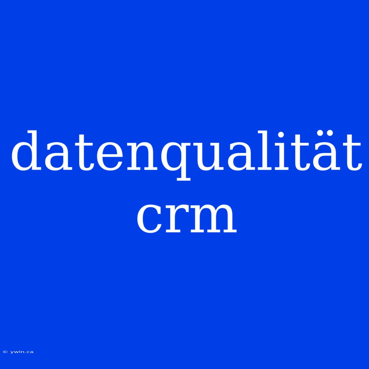 Datenqualität Crm