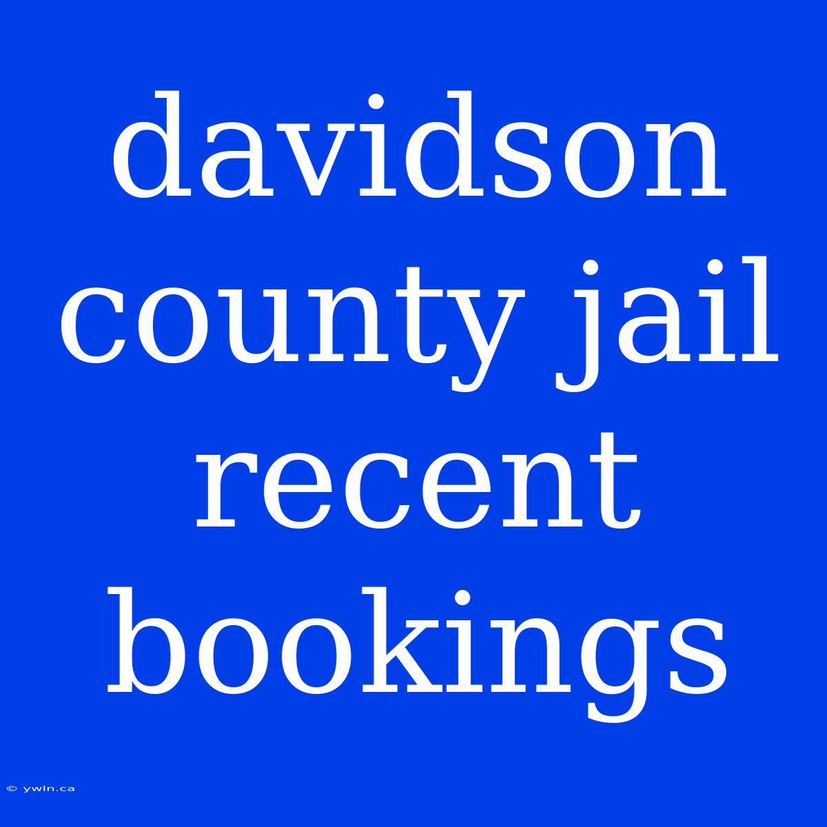 Davidson County Jail Recent Bookings