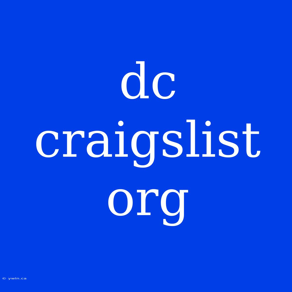 Dc Craigslist Org