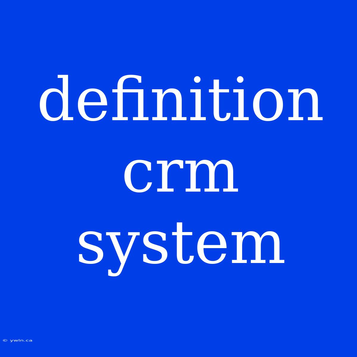 Definition Crm System