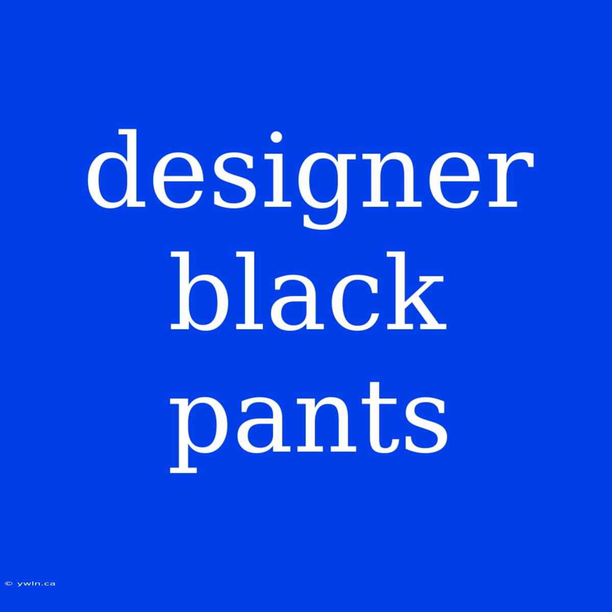 Designer Black Pants