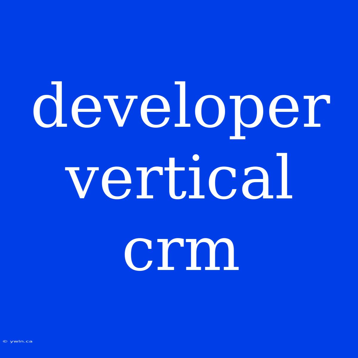 Developer Vertical Crm