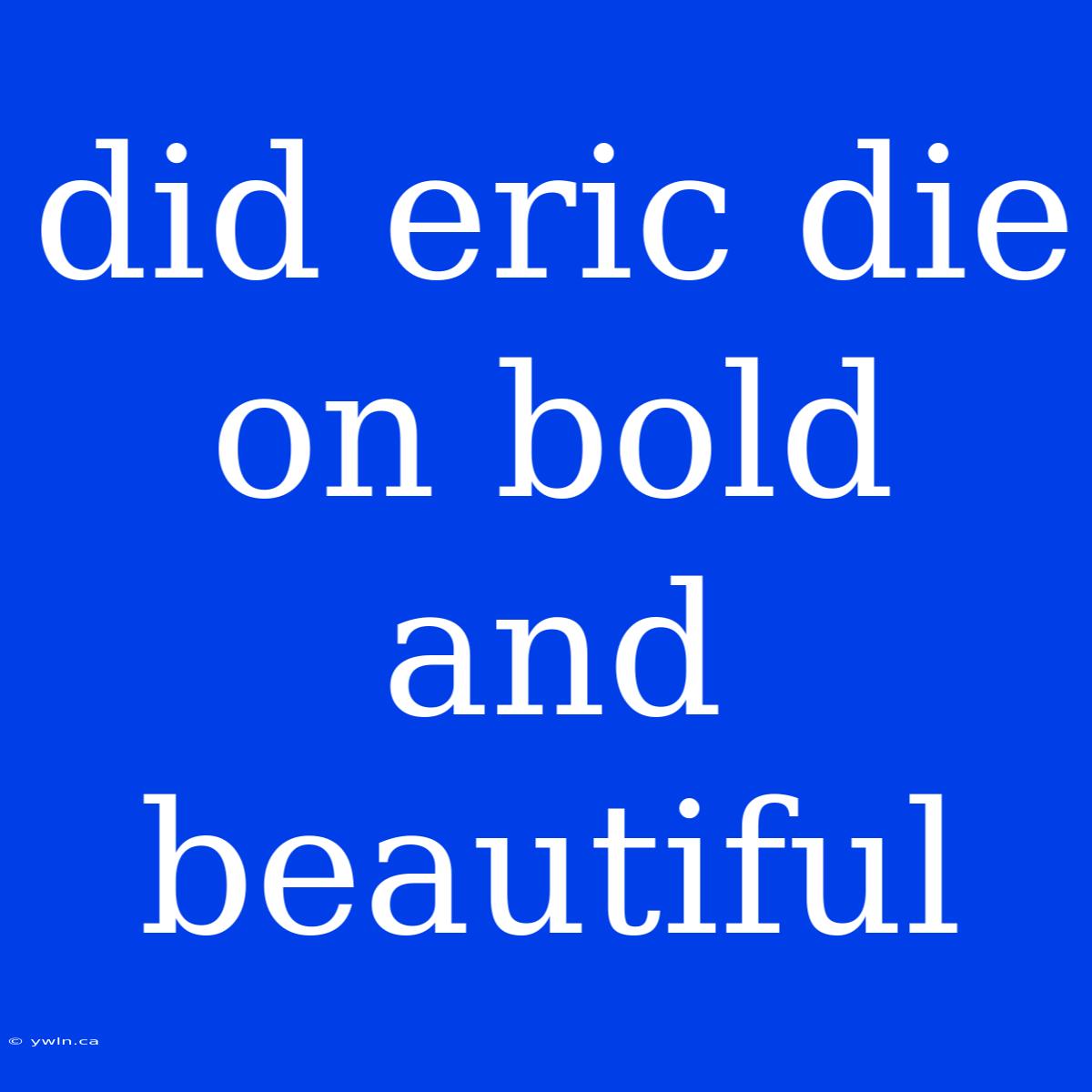 Did Eric Die On Bold And Beautiful